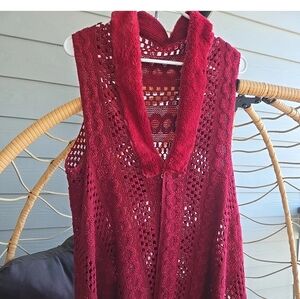 Love Of Fashion In New York Burgundy Long Boho Vest Size OS